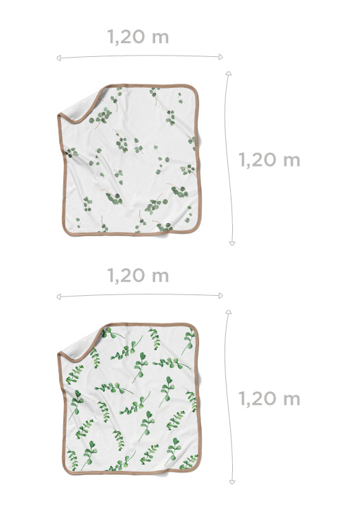 kit com 2 flufis 2 camadas de algodão estampa eucalipto + flora