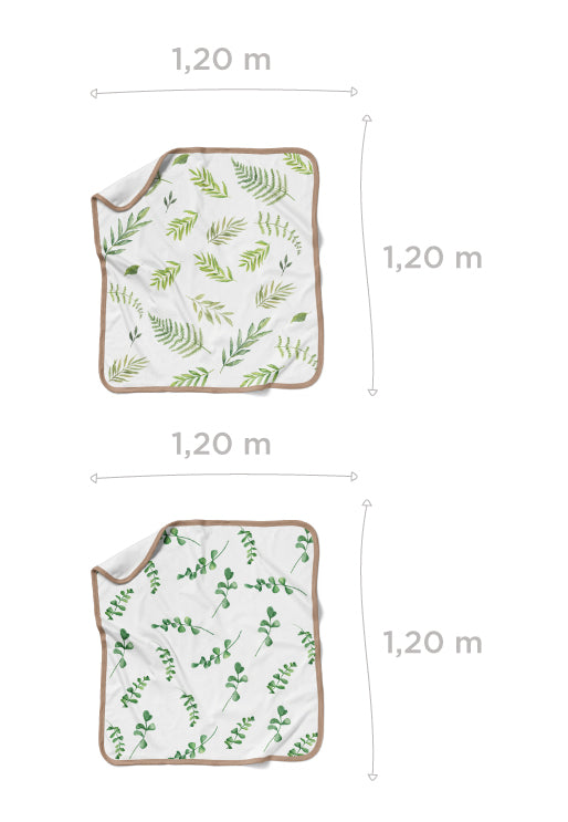 kit com 2 flufis 2 camadas de algodão estampa folhas + flora
