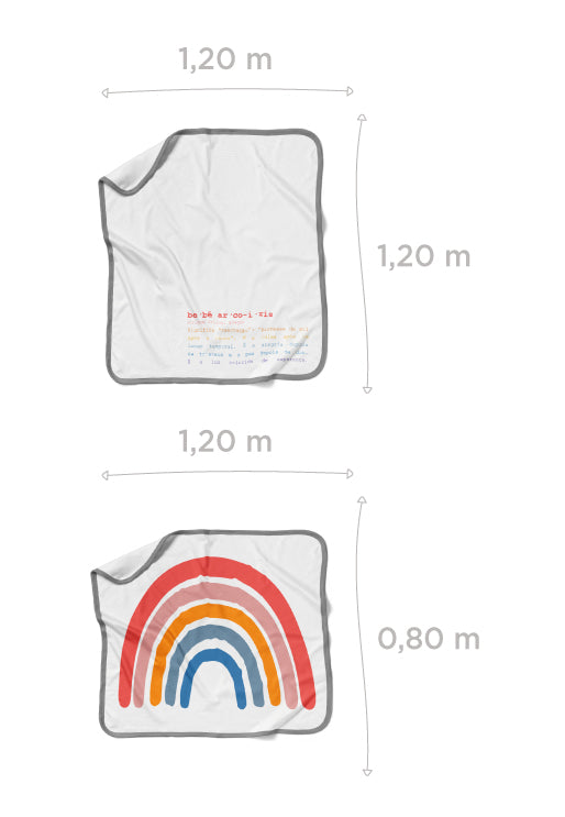kit com 2 flufis 2 camadas de algodão estampa significado bebê arco-íris cores pasteis + arco-íris