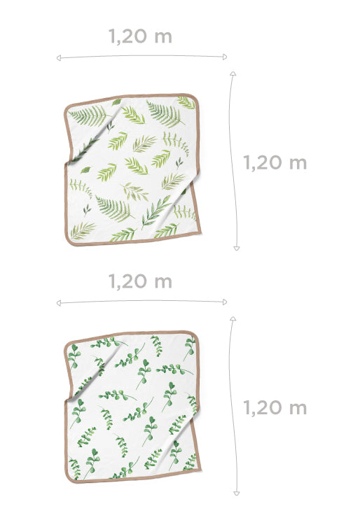 kit com 2 flufis 4 camadas de algodão estampa flufi folhas + flora