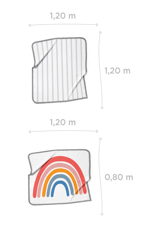 kit com 2 flufis 4 camadas de algodão estampa flufi linhas + arco-iris