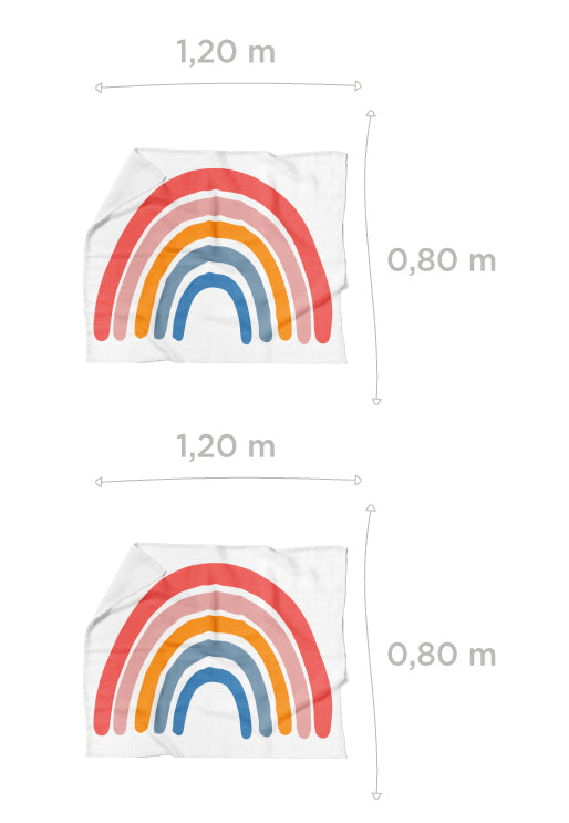 2 flufis 1 camada de algodão estampa arco-íris