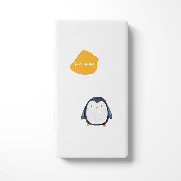 pinguim rei no lençol de elástico berço e mini cama